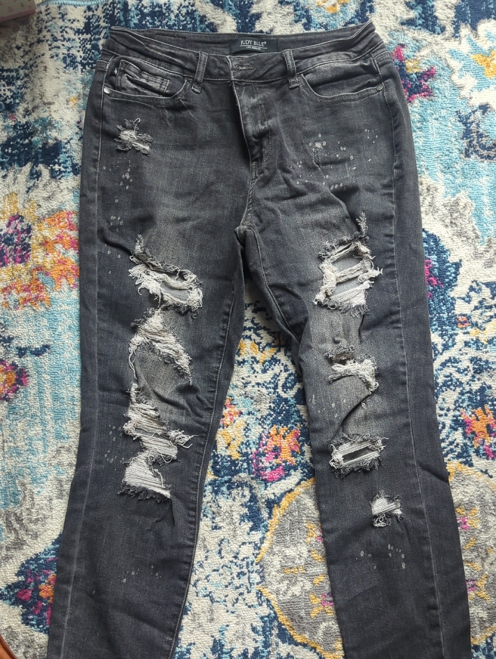 Judy Blue Ripped Charcoal Skinny Jeans